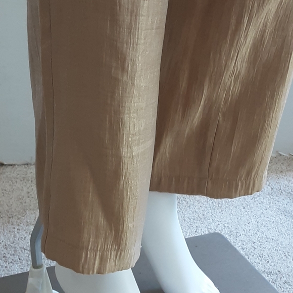 CHICO'S Travelers Collection Gold Luxe Metallic Welt Pocket Pants Sz 0 - NWOT - Picture 7 of 12